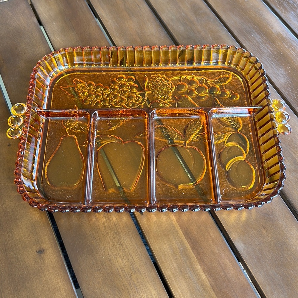 Vintage Amber Indiana Glass Serving Tray